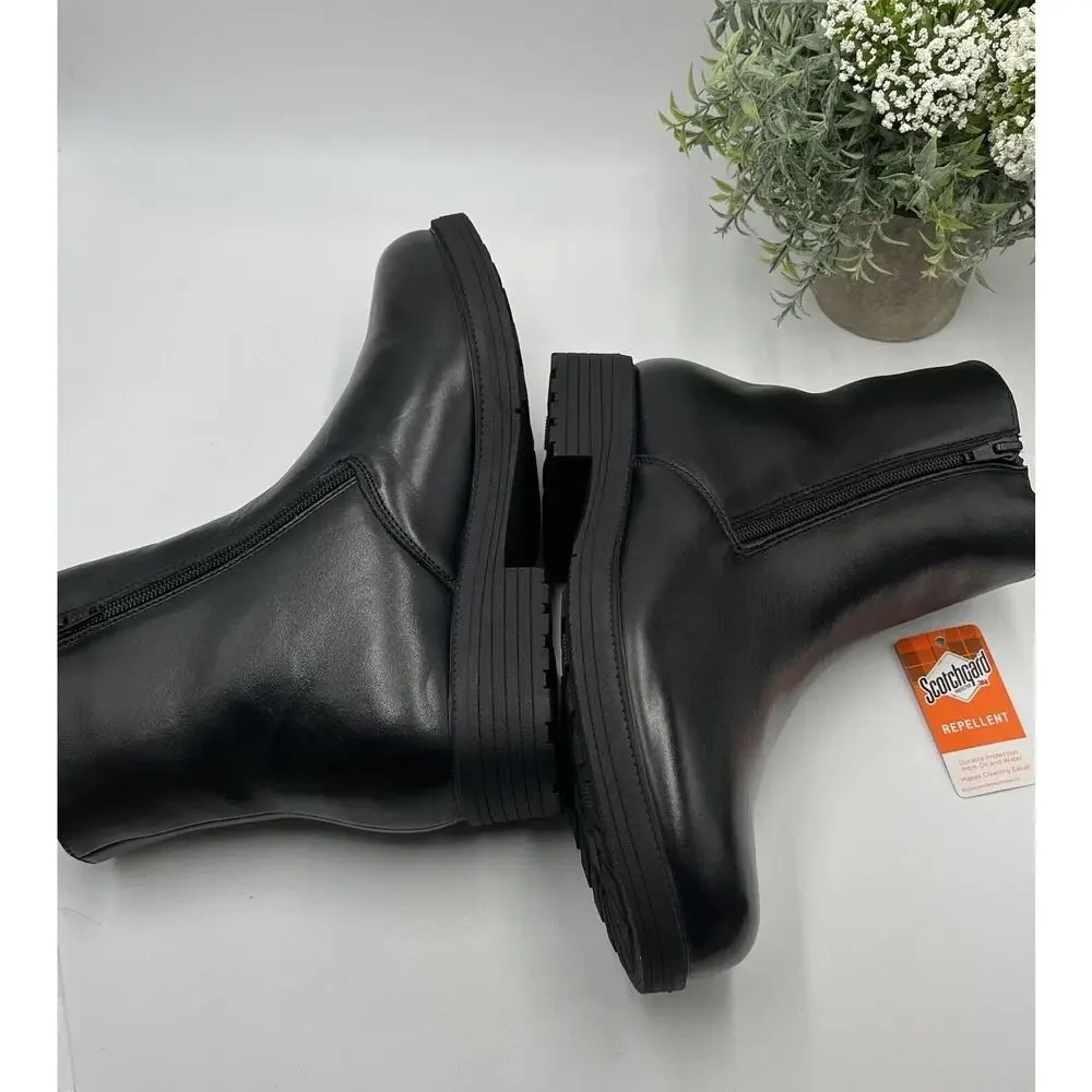 PROPET Water Resistant Men's Black‎ Troy Pile Lined Leather zip Boots Sz 8.5